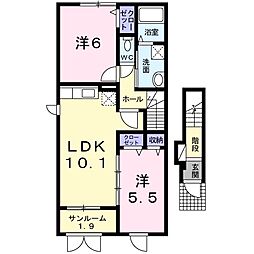 メゾン花はな1 2LDKの間取図画像