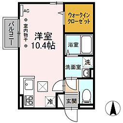 ル・シャンドール 1階ワンルームの間取り