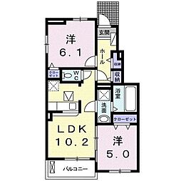 グリシーヌB 2LDKの間取図画像