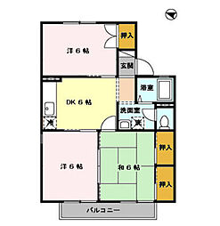エスボワール　B棟 2階3DKの間取り