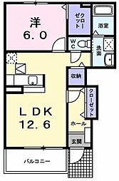 グランツ・ノイA 1LDKの間取図画像