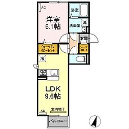 セラヴィ 1LDKの間取図画像