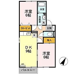 K'sプロパティ 2DKの間取図画像