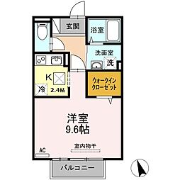 ル・ヴァン・クレール　A棟 2階ワンルームの間取り