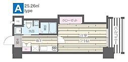 HF四条河原町レジデンス 1Kの間取図画像