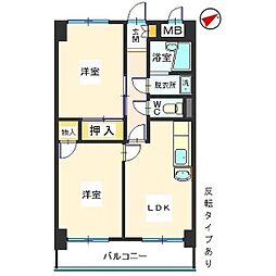 ヤマグチビルアパートメント千早 2LDKの間取図画像