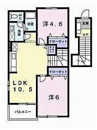 グランデージュ鳴尾 2LDKの間取図画像