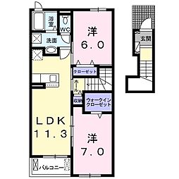 リヴァーサB 2LDKの間取図画像