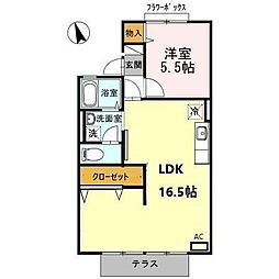 コーポグレース 1LDKの間取図画像