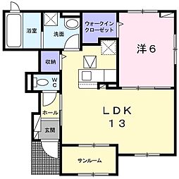 サンフォニー 1LDKの間取図画像