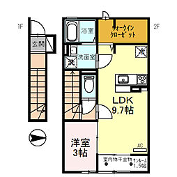 キキョウK.T／ツバキK.T　キキョウK.T 2階1LDKの間取り