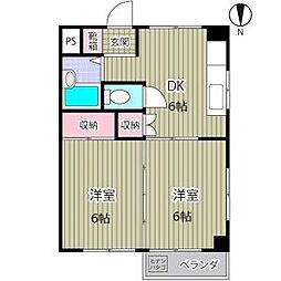 ハイツ霜越 2DKの間取図画像