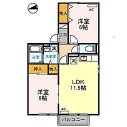セジュール・ジョワ 2LDKの間取図画像