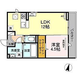 コートテラ 1LDKの間取図画像