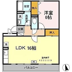 グローリー中村 1LDKの間取図画像