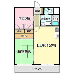 コーポ一畑大庭 2LDKの間取図画像