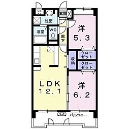 アルカンシエルB 2LDKの間取図画像
