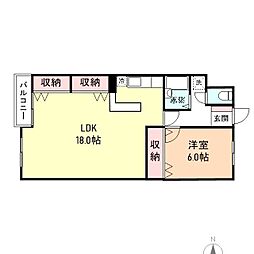 ソレイユ蓮花寺 1LDKの間取図画像
