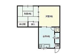 大成ビル 4階2DKの間取り