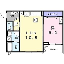 FlatT&T西中延 1LDKの間取図画像