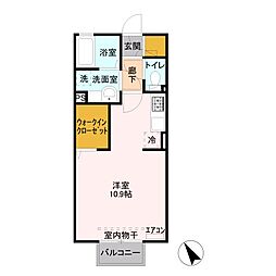 JR上越新幹線 本庄早稲田駅 徒歩9分の賃貸アパート 2階ワンルームの間取り