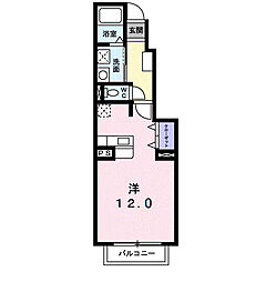 ミルフィーユ 1階ワンルームの間取り