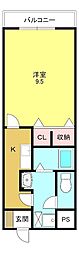 マンションアプリコット 1Kの間取図画像