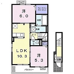 ピースフルハイツA 2LDKの間取図画像