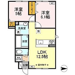 メゾン・ド・ファンテーヌ 2LDKの間取図画像