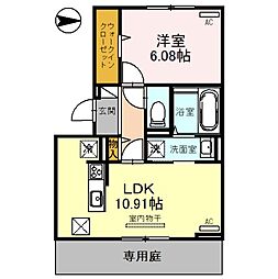 宮崎市広島1丁目アパート 1LDKの間取図画像