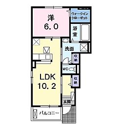 エスコート 1LDKの間取図画像