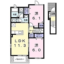 コスモフィールドB 2LDKの間取図画像