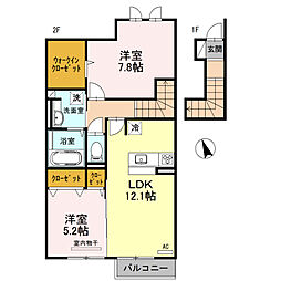 JR東海道・山陽本線 南彦根駅 バス5分 湖国バス　王ノ辻公園前下車 徒歩3分の賃貸アパート 2階2LDKの間取り