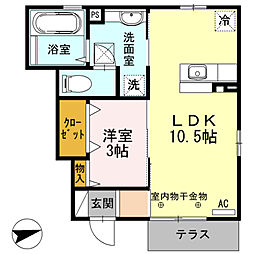リエゾン　シュシュ 1階1LDKの間取り