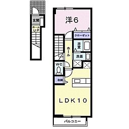 フォレスト小田中B 1LDKの間取図画像