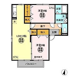 大黒屋 2階2LDKの間取り