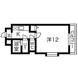 ル・レーヴ薬院 1Kの間取図画像