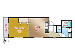 蓮正寺マンション 1LDKの間取図画像