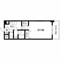 フィオーレ観月 1Kの間取図画像