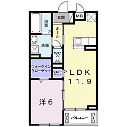 ヴィアーレ武庫町 1LDKの間取図画像