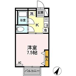 シャトル西春日B 1Kの間取図画像
