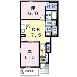 ドミールたかくら3A 2DKの間取図画像