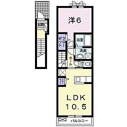 プロスペール 2階1LDKの間取り