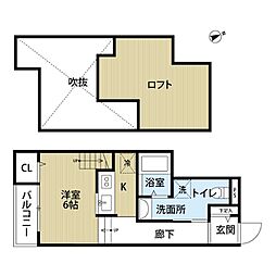 メルヴェーユ和白 ワンルームの間取図画像