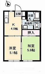 ヒカリハイツ 1階2Kの間取り