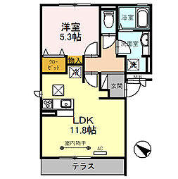 西武池袋線 武蔵藤沢駅 バス10分 安川電気前下車 徒歩3分の賃貸アパート 1階1LDKの間取り