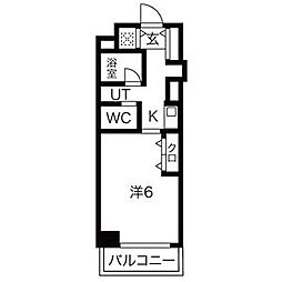 中山手ミオ壱番館 5階ワンルームの間取り