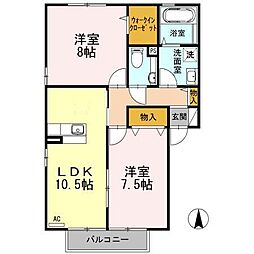 メゾン・ルピナ 2階2LDKの間取り