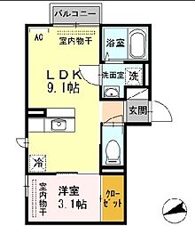 アネシス寺町 1LDKの間取図画像