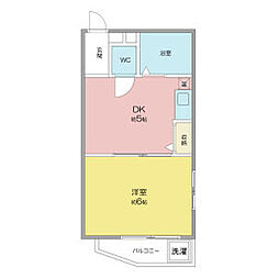 クレベール稲穂 2階1DKの間取り